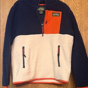 Lake & Trail Kids Colorblock Sherpa Half-Zip in Navy, Cream & Orange
